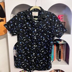 Urban Pipeline Mens Black Geometric Abstract Retro Shirt Sz S 90s 80s Indie